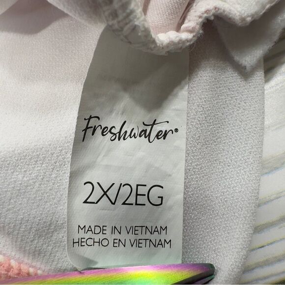 FRESHWATER PINK TIE DYE WIRELESS MOLDED CUP‎ TANKINI PLUS SIZE 2X - Picture 5 of 8